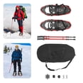 thumbnail image 4 of 21-Inch Red Snowshoes with Poles, Aluminum Frame with Serrated Claws, Adjustable 25.59-53.1in Poles for Winter Sports, 4 of 20