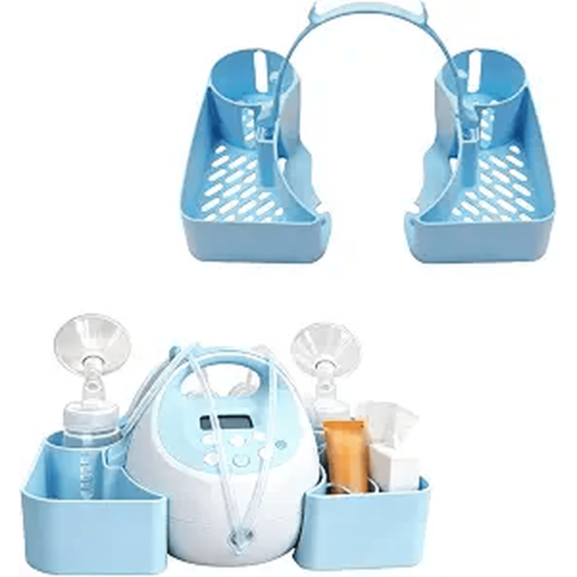 Pump Caddy Organizer for Spectra S1 S2 Breast Pump, Bottle Holder with Cord Storage, Nursing Accessory for Pumping Station Organization