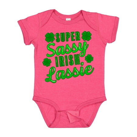 

Inktastic Super Sassy Irish Lassy with Green 4 Leaf Clovers Gift Baby Boy or Baby Girl Bodysuit