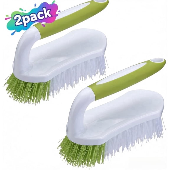 Scrub Brushes for Cleaning with Comfortable Grip for Shower, Bathroom, Sink, Kitchen, Bathtub, Floor Scrubbing, 2Pcs