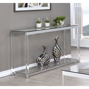 Claude Sofa Table with Lower Shelf Chrome and Clear