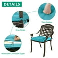 thumbnail image 4 of VIVIJASON 9-Piece Outdoor Dining Set, Cast Aluminum Retro Patio Furniture Table and Chairs Set for 8, Include Large 64" Square Dining Table and 8 Cushioned Chairs with Umbrella Hole, Ocean Blue, 4 of 7