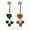 Black, variant on Jeweled Heart with Triple Jewel Dangler Belly Ring