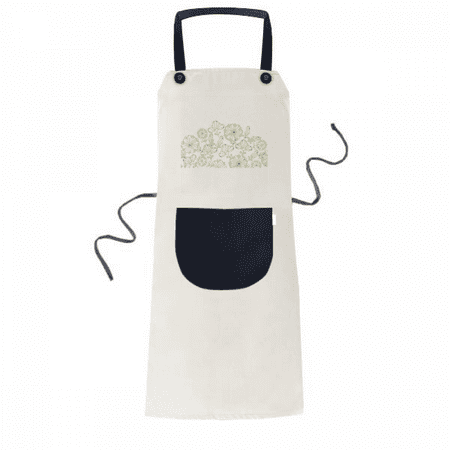 

Fresh Flowers Grass Drawing Decorative Pattern Apron Adjustable Bib Cotton Linen BBQ Kitchen Pocket Pinafore