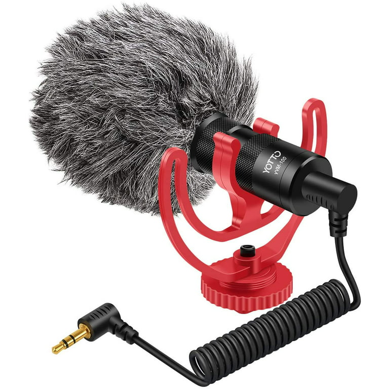 YOTTO Condenser Microphone 3.5mm Video Mic Cardioid Universal Interview  Microphone Professional Shotgun Mic for Smartphones iPhone DSLR Cameras PC  Camcorder with Shock Mount Windscreen 