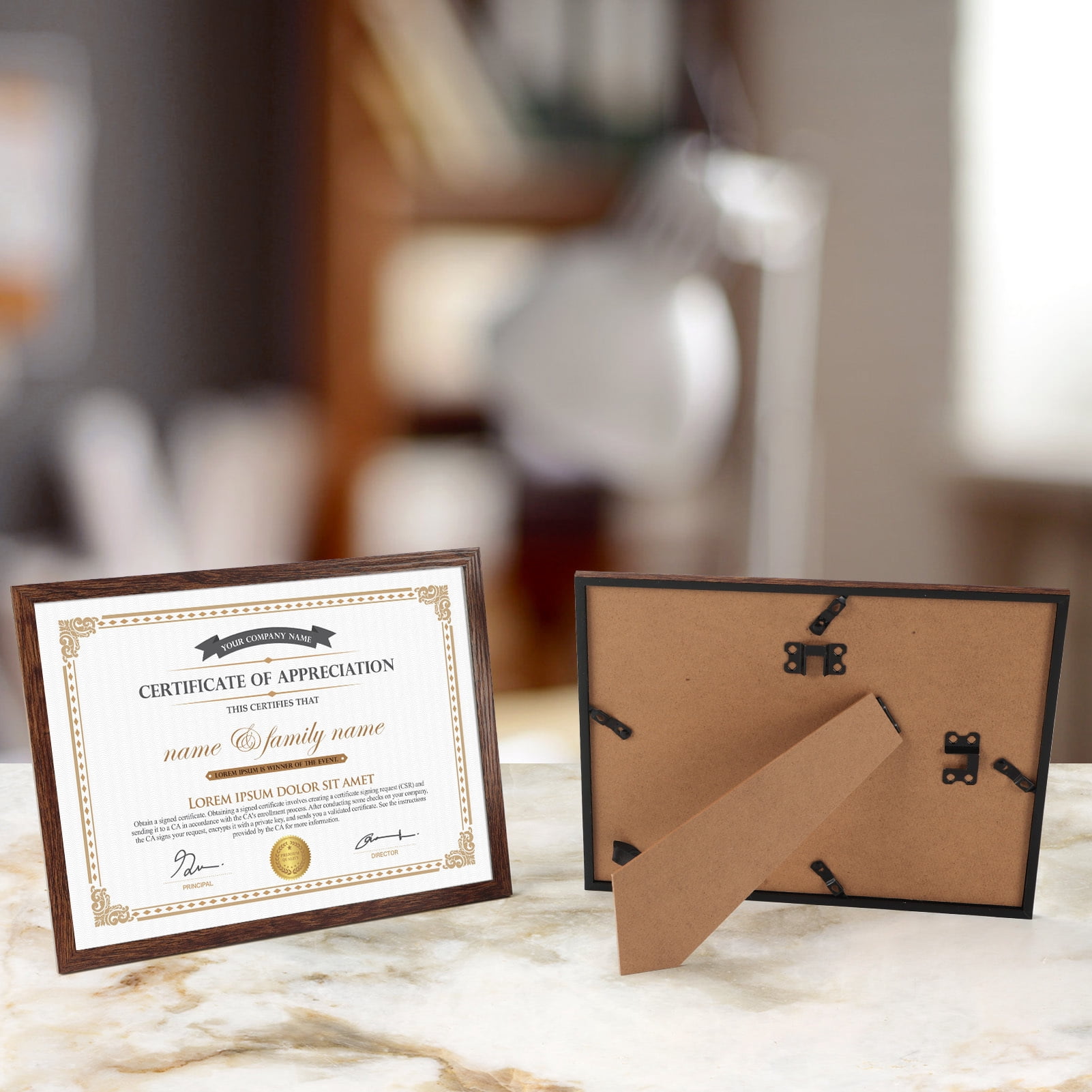 18 Pack 8.5x11 Picture Frames, Photo Frame Brown Horizontal or Vertical for wall or tabletop Display,Award Certificate Diploma