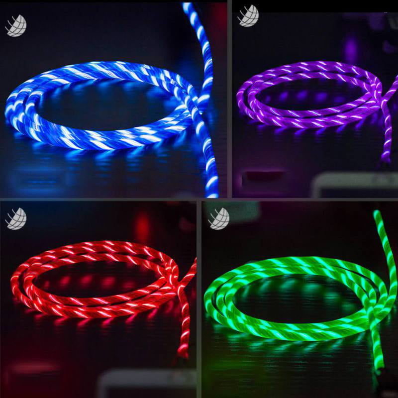 Red Visible LED Flow Light Micro USB Charging Data Sync Cable for Android Phone Iusun LED Visible Light Cable Charge