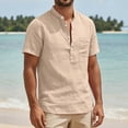 thumbnail image 6 of Guluxicc Men's Cotton V-Neck Shirts with Pocket Button Short Sleeve Shirts for Everyday Wear Summer Casual Outfits, 6 of 6