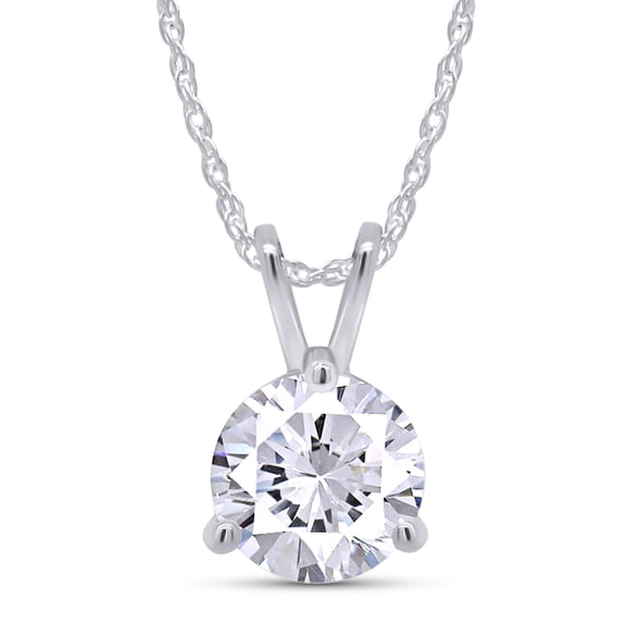 AFFY 1Carat Masonite Diamond Solitaire Pendant Necklace for Women 18K White Gold over Silver