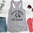 thumbnail image 2 of Really Makes You Sphinx Tank Top, Ladies Racerback Tank Top, Pun Tank, Egypt Tank, Egyptian Sphinx Tank, Heather Gray, Large, 2 of 3