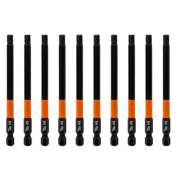 10PCS Hex Screwdriver Bit Set 100mm H5 TS2 Steel Magnetic Drill Bit for Electric Drill Screwdrivers
