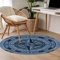 thumbnail image 4 of Round Rugs 3Ft, Blue Compass Nautical Round Area Rug Washable Indoor Throw Carpet, Coastal Vintage Small Non Slip Circle Rug for Bedroom Living Room Home Decor Aesthetic, 4 of 8
