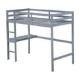 thumbnail image 2 of Grey Twin Loft Bed With Guardrail And Built-in Desk, Made Of Quality Rubber Wood For A Stable Bedroom Experience Size In Grey, Crafted From Solid, 2 of 7
