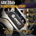 thumbnail image 4 of AMYET G60 Electric Bike for Adults, 1000W Peak 1500W, 48V 20Ah, 20"x4" Fat Tire E Mountain Bike, UL2849, 4 of 11
