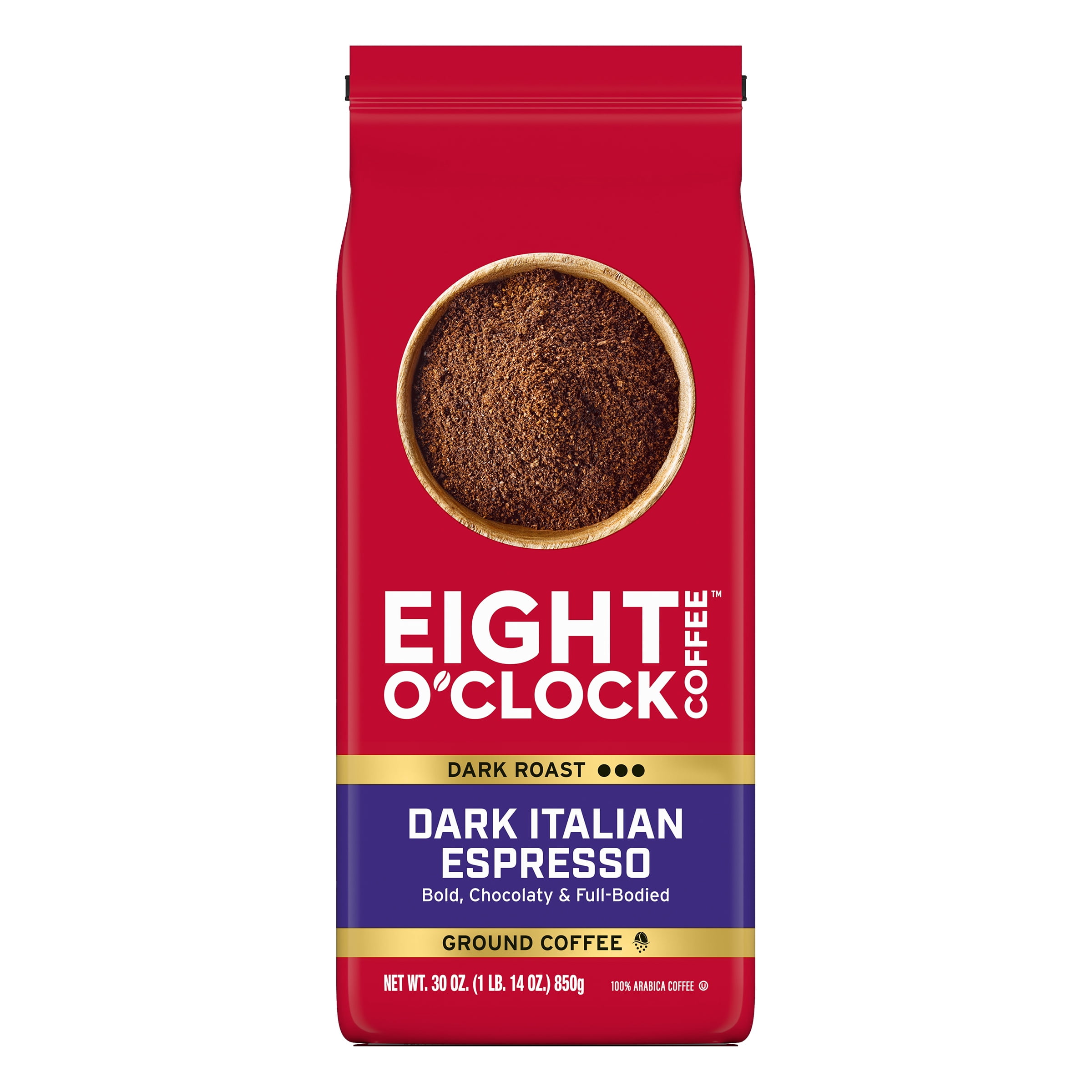 (4 pack) Eight O'Clock Dark Italian Espresso, Dark Roast, Ground Coffee 30oz