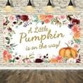 thumbnail image 2 of Little Pumpkin Girl Baby Shower Banner Fall Autumn Red Pink Floral Photography Backdrop Princess Baby Shower Party Decoration Thanksgiving Photo Studio Booth Background Banner 3.6x5.9ft, 2 of 5