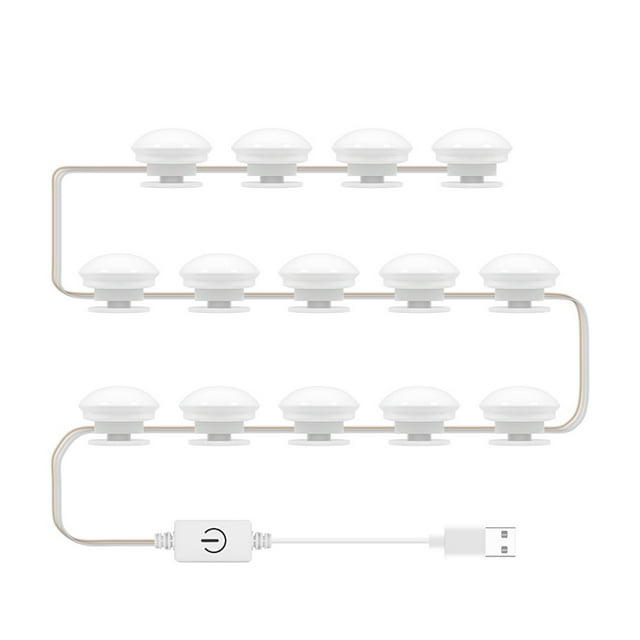 LED Vanity Mirror Light Bulb Mirror Front Light USB Makeup Light Tri-color Dimming Mirror Light Refill Lights