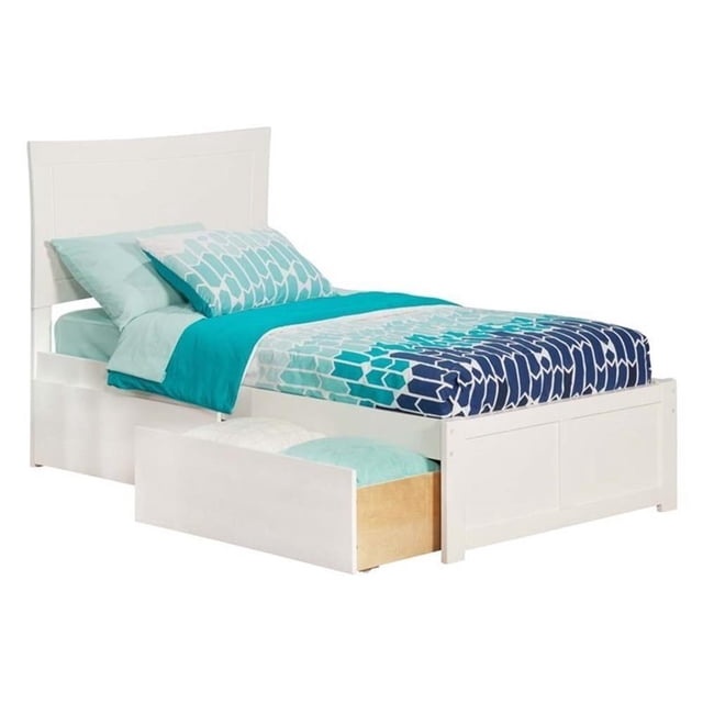 Leo & Lacey Lit Plateforme Urbain Simple avec Rangement, Blanc