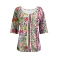 thumbnail image 5 of Articles en Liquidation Chemises pour Femmes Chemises Mixtes pour Femmes Haut Élégant Rétro à Imprimé Artistique pour Femme Col en V Ample Manches Mi-Longues, 5 of 5