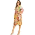 thumbnail image 4 of Sakkas Jules Women's Boho Long Sleeve Split Neck Floral Midi Dress Loose Cocktail - 577-Pink - S/M, 4 of 5