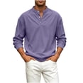 thumbnail image 2 of ZyeKqe Long Sleeve Tops for Men Corduroy Button Front Crewneck Pullover Golf Office Work Business Casual Shirts, 2 of 7