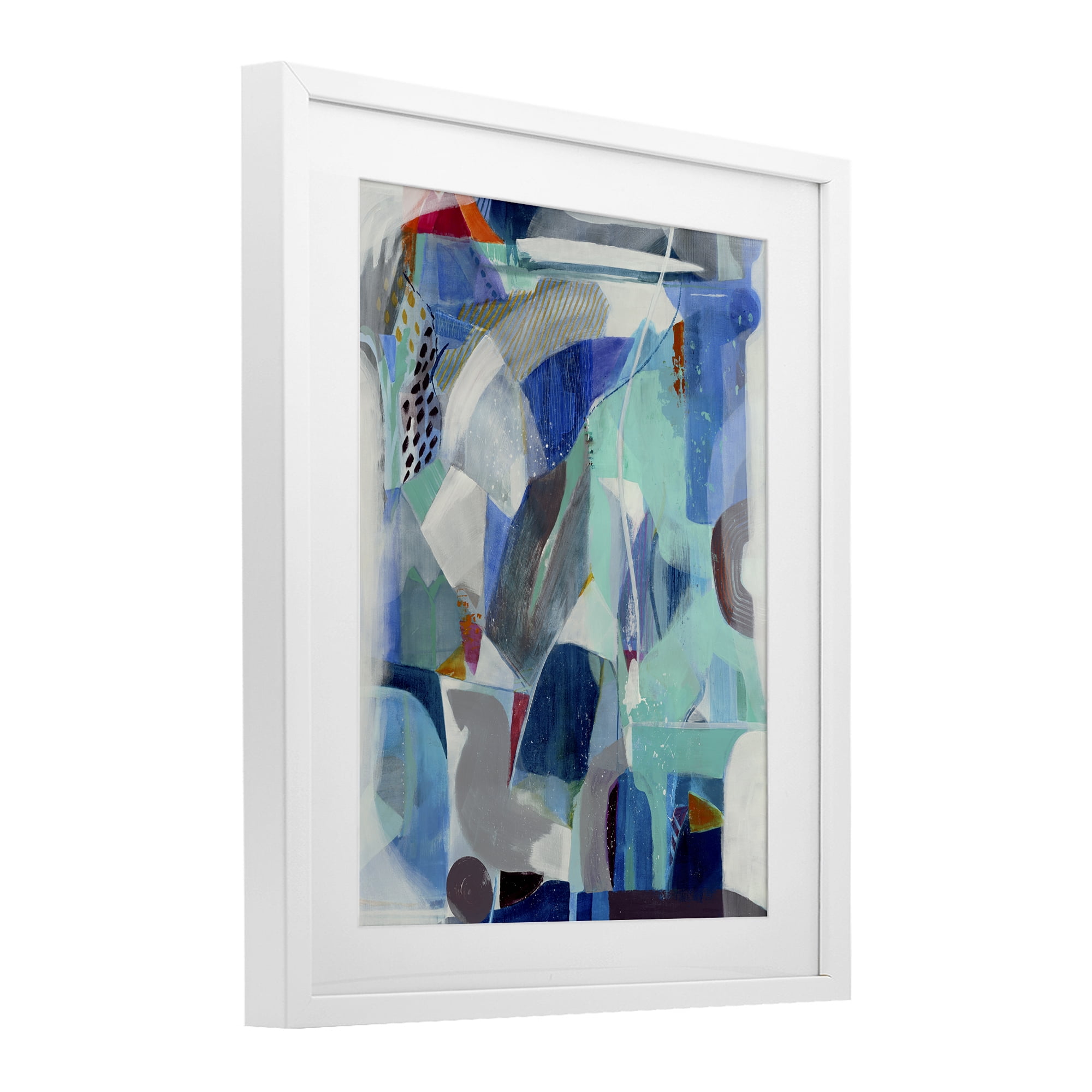 Stupell Industries Complex Blue Layers White Framed Print Under Glass, design by Jill Martin