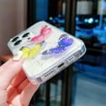 thumbnail image 5 of Compatible with iPhone Case,Colorful Butterfly Glitter Gold Foil Full Body Protection [Compatible with Wireless Charging] Clear Soft Shockproof Cover Phone Case (Pink,iPhone 12 Pro), 5 of 6