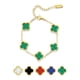 thumbnail image 1 of Pulsera de Eslabones con Flores Verdes JeenMata Bañada en Oro Amarillo, 1 of 6