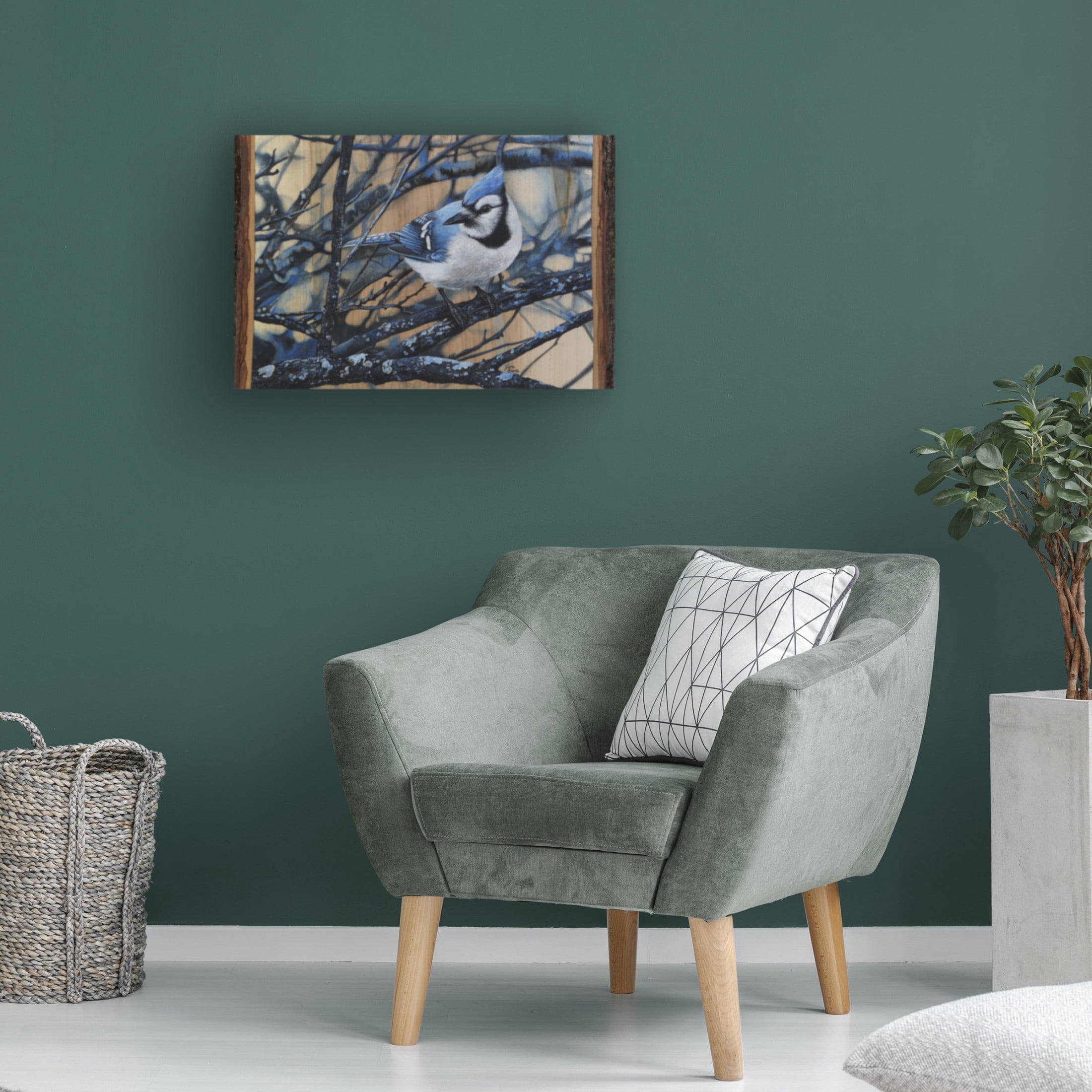 Canvas Wall Art - Jim Brune 'The Blue Jays Blues' Wall Art for Living Room, Bedroom, or Office Décor by Trademark Fine Art - 19 x 12 Inches