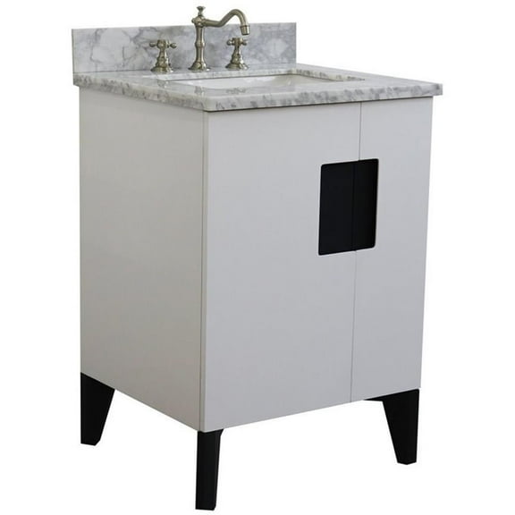 Kolb 25" Single Rectangle Sink Vanity with White Marble Stone in White