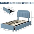 thumbnail image 2 of Blue tamaño individual marco de cama con almacenamiento cabecero 2 cajones bouclé forrado platform y estante de libros no necesita colchón base easy to assemble, 2 of 9