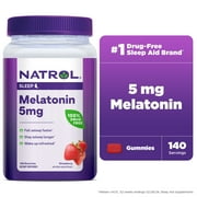 Natrol Melatonin Gummies, Sleep Support for Adults, Strawberry Flavor, 5mg, 140 Count