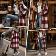 thumbnail image 4 of HappyYEE Women’s Plaid Long Jackets, Fall Flannel Full Zip Hooded Tunic Outerwear, Loose Long Sleeve Tunic Sweatshirt with Pockets, 4 of 8