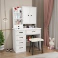 thumbnail image 1 of Multifunctional Makeup Table Mirror Stool Storage Drawer Dresser Organiser Wardrobe Makeup Tavolino Da Trucco Bedroom Furniture My Lux Decor Round, 1 of 25