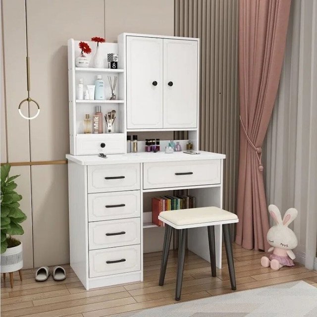 Multifunctional Makeup Table Mirror Stool Storage Drawer Dresser Organiser Wardrobe Makeup Tavolino Da Trucco Bedroom Furniture My Lux Decor Round
