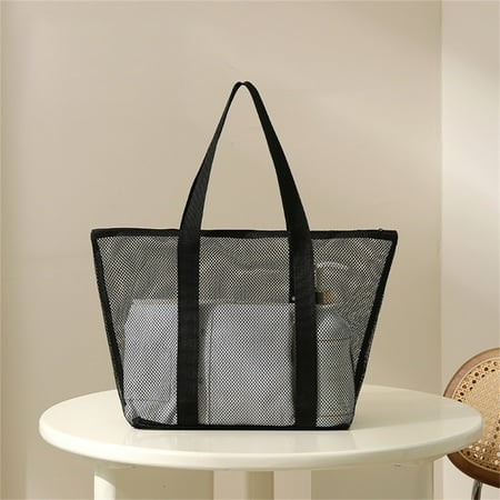 

Yakbaofuo Beach Bag Large Capacity Mesh Toy Storage Bag Multifunctional Travel Hand Held Suit Swimsuit Hollow Storage Bag Home Textile Storage