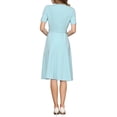 thumbnail image 3 of INSPIRE CHIC Women's A Line Work Dress Short Sleeve Crew Neck Ruffle Flare Dresses with Belted S Light Blue, 3 of 5