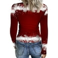 thumbnail image 4 of Ribbed Knit Long Sleeve Shirts for Women Stretch Slim Fit Christmas Tee Tops Xmas Tshirts, 4 of 6