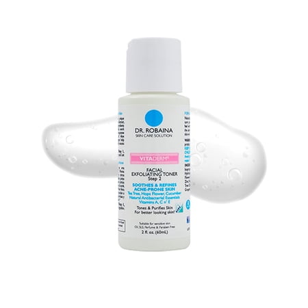 Dr. Robaina Skin Care Solution VITADERM Exfoliating Toner Step 2 Eliminate dirt, remove impurities and excess oils without dehydration 2 fl. Oz (60ml).