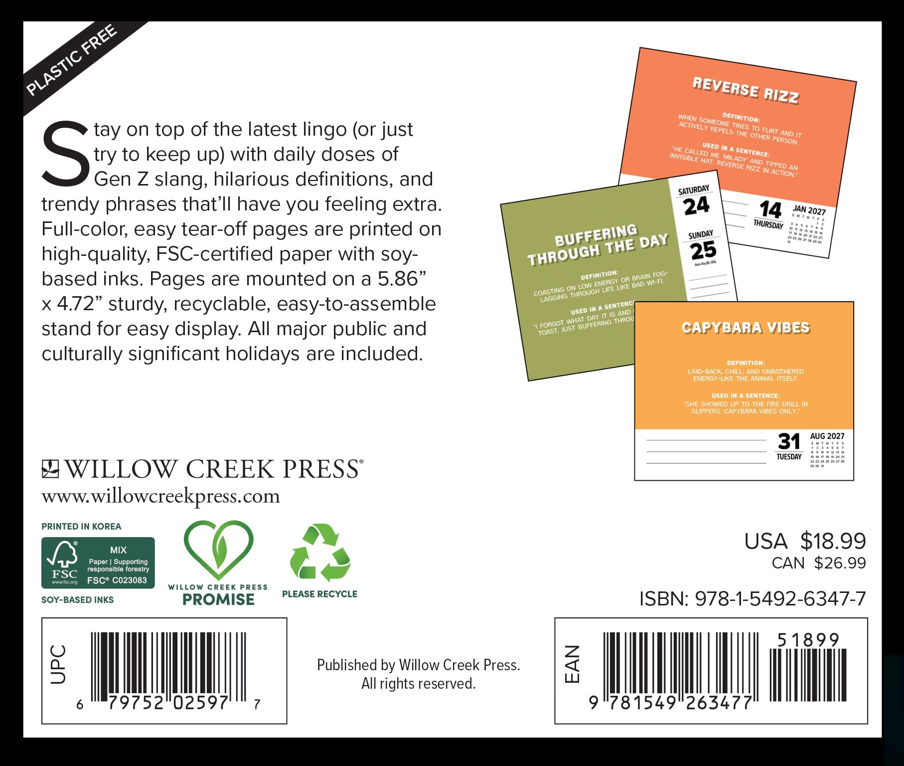 Willow Creek Press, Gen Z Slang 2027 Box Calendar
