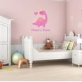 thumbnail image 2 of Cute Girl Pink Dinosaur Custom Name ArtWall Decal Decoration Joyful Cartoon Cartoon Animals Decorating Ideas for Girl's Bedroom Size: 24 In(W) x 30 In(H), 2 of 5