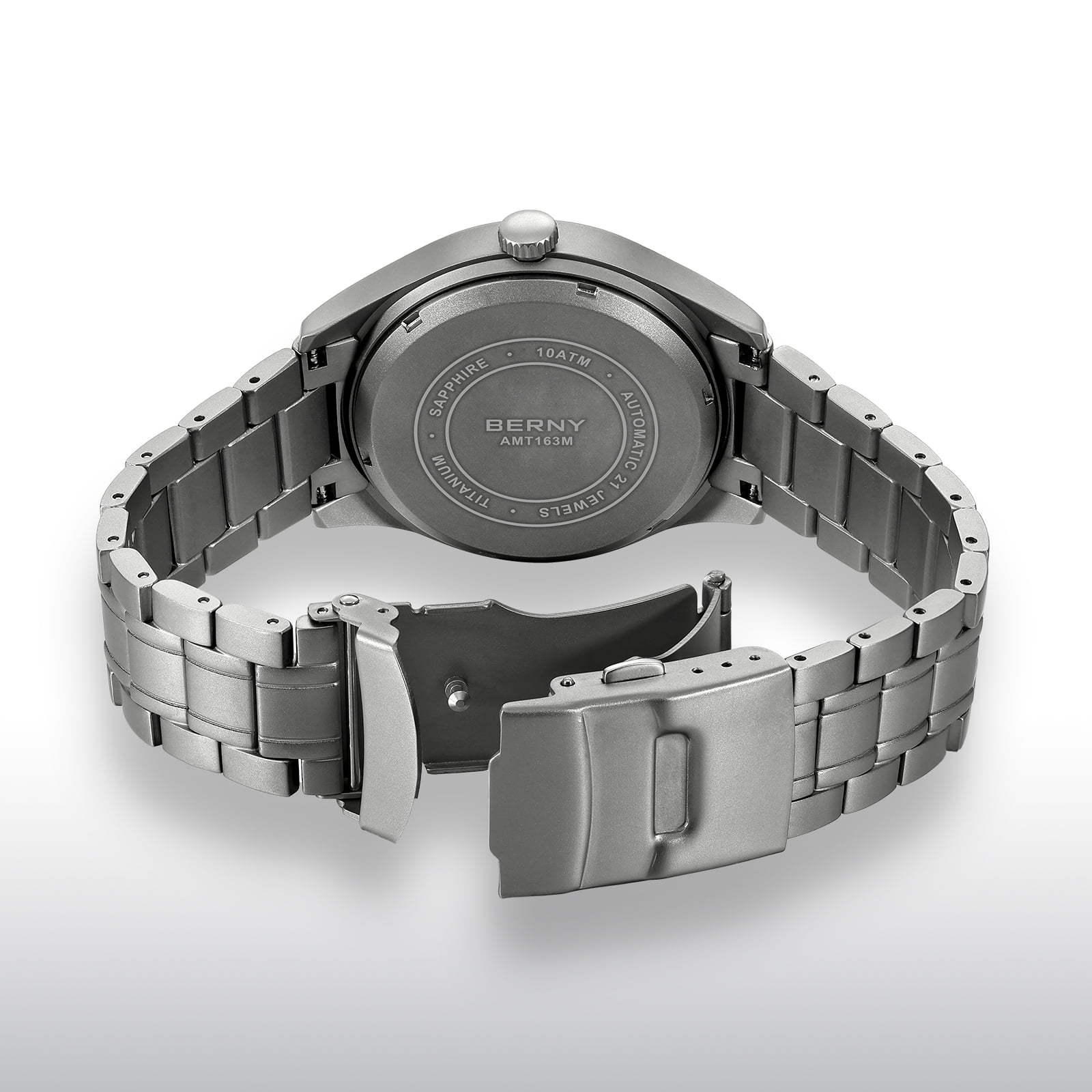 BERNY Automatic Watches for Men Military Sport Titanium Field Watch with Date Sapphire Crystal Luminous Fashion Analog Mechanical Watch 100M Waterproof Army Tactical Casual Wristwatch (Black)
