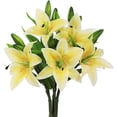 thumbnail image 1 of Paquete de 5 flores artificiales de lirio, flores falsas de tacto real para boda, hogar, fiesta, jardín, tienda, decoración de oficina, flores de imitación de lirio de plástico., 1 of 7