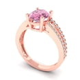 thumbnail image 2 of Clara Pucci 14K Rose Gold Solid Gold Pink Solitaire with Accents Anniversary Ring for Women - 2.32 cttw Oval Cut, 2 of 7