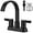 Matte Black, variant on Bathroom Faucets for Sink 3 Hole,4 Inch Centerset Waterfall Faucet 2 Handle for Bathroom Sink with Pop-Up Drain and Supply Lines Matte Black