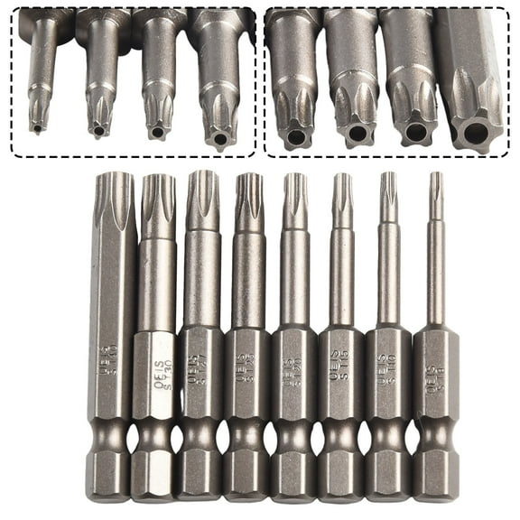 8Pcs 50mm /4 Hex Shank Magnetic Five-point for Torx Screwdriver Bits Set T8-T40