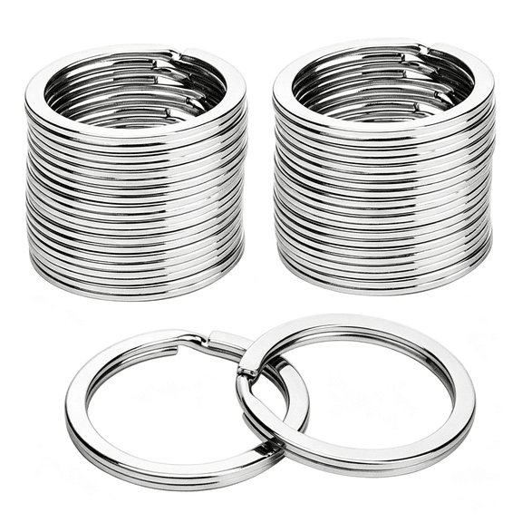 ZHZFKQ 24 Pack Flat Key Rings Metal Split Ring for Home Car Keys Organizations,Jewelry Making,1" Key Rings Bulk (Silvery)
