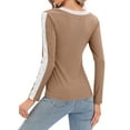 thumbnail image 4 of Xuanfei Women Lace Trimmed V Neck Long Sleeve Top, 4 of 5