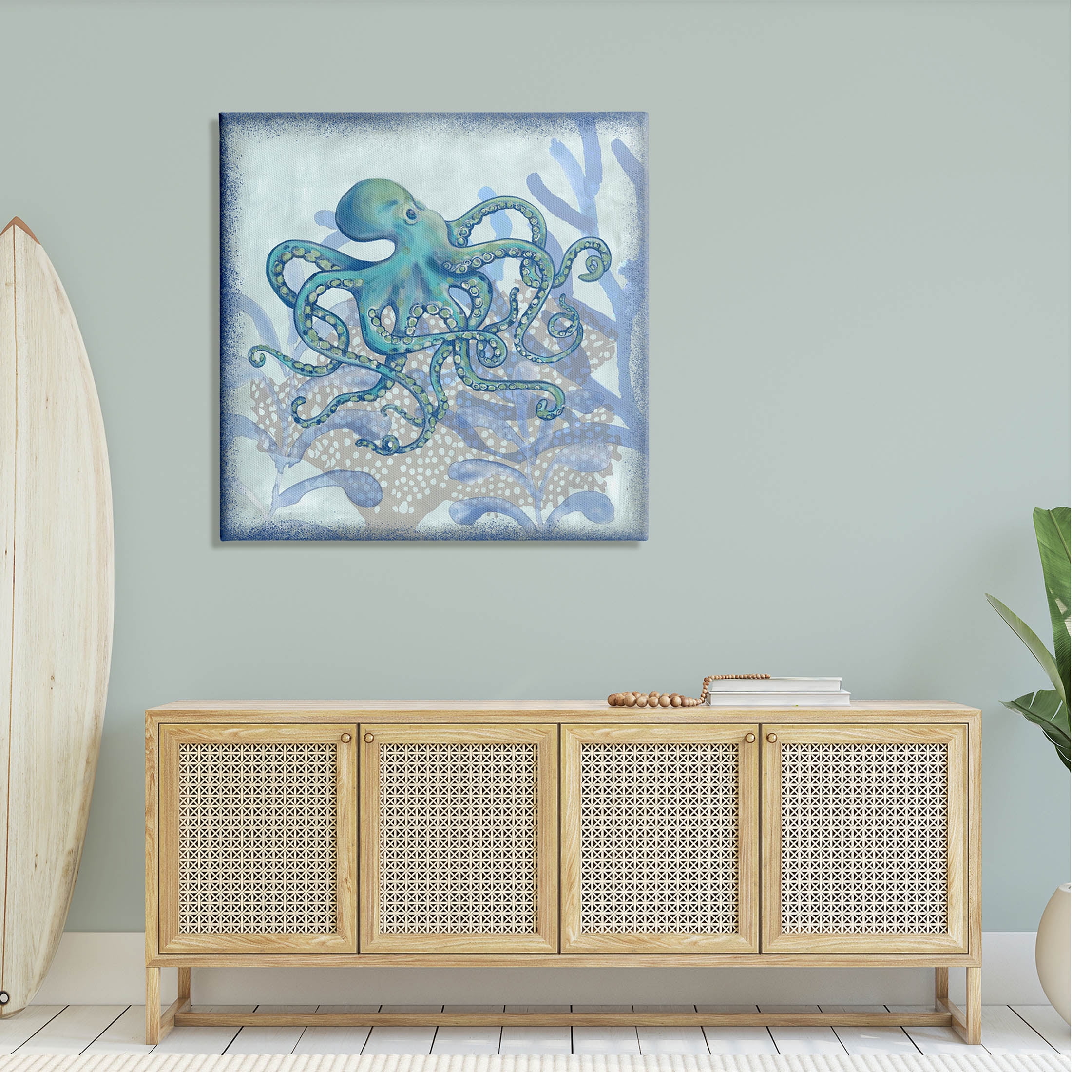 Layered Octopus Coral Botanicals Animals & Insects Graphic Art Gallery Wrapped Canvas Print Wall Art