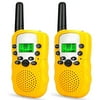 2 Pack 22 Channels 2 Way Radio Toy with Backlit LCD Flashlight, 3 Miles Range for Kids, Outdoor Adventures, Camping, Hiking (Yellow)